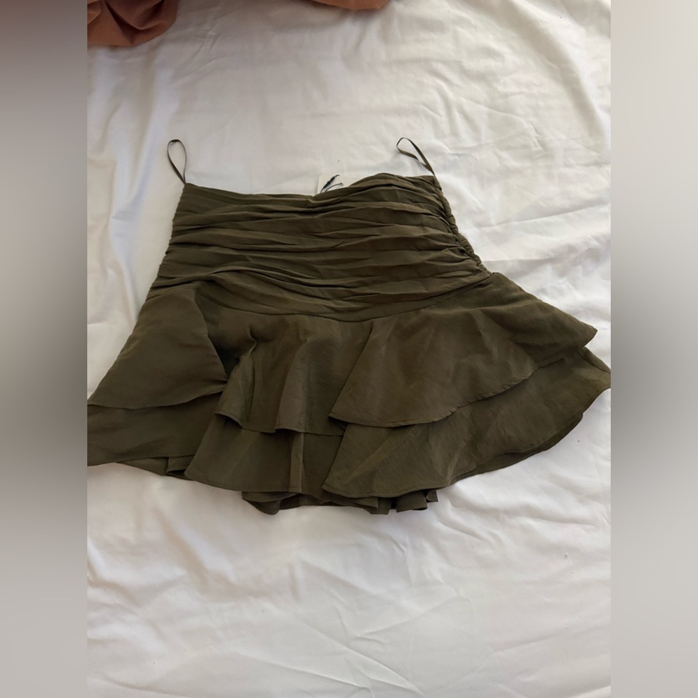 Zara Olive Green Ruffled Skort